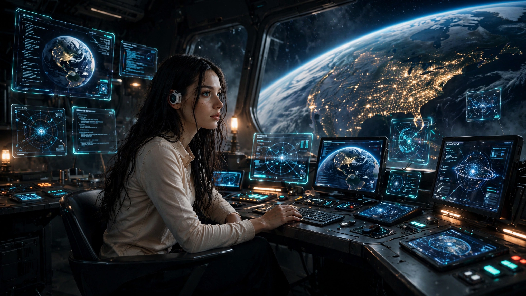 Mia on duty at mission control